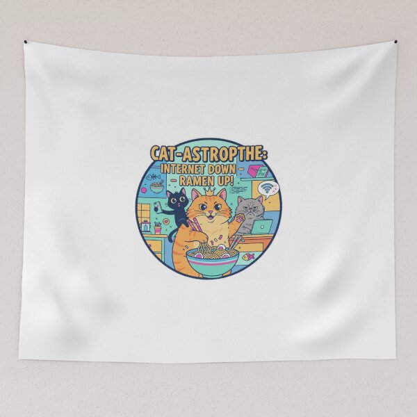 Item preview, Cat-Astrophe: Internet Down - Ramen Up! Funny Cat Geek Humor Design designed and sold by Magounette.