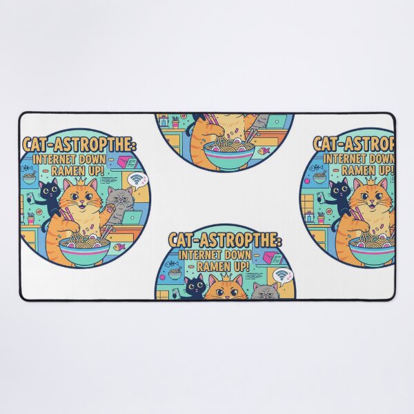 Item preview, Cat-Astrophe: Internet Down - Ramen Up! Funny Cat Geek Humor Design designed and sold by Magounette.