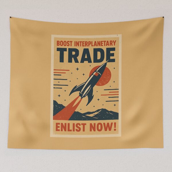 Item preview, Boost Interplanetary Trade Retro Rocket Poster Enlist Now. designed and sold by The-T-In-Retro.