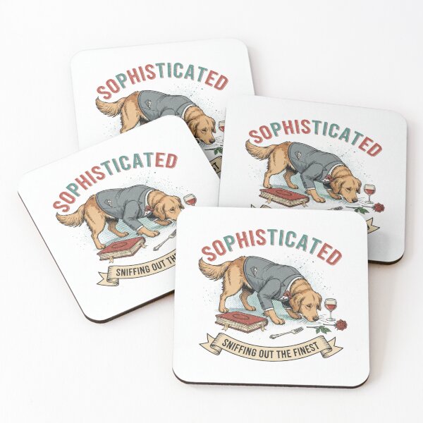 Item preview, “Sophisticated” — Dog in a suit acting fancy… but sniffing everything anyway designed and sold by SoulMint.