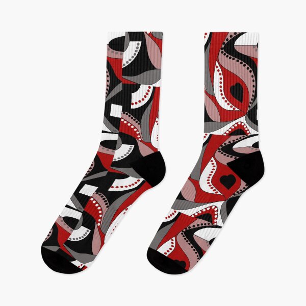 Item preview, Modern Flower and Heart - Red Pink Black White Grey Abstract designed and sold by ABG Inspirational Art.