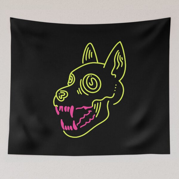 Item preview, Neon Cyber Dog Skull – Minimalist Retro Glow designed and sold by Kewessthetic.