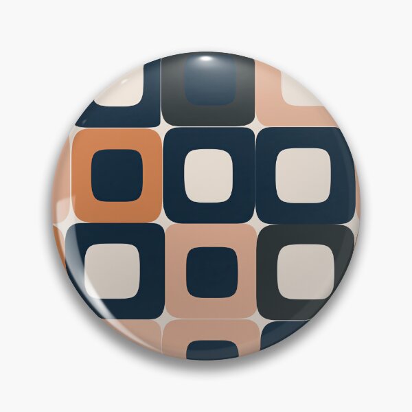 Artikelvorschau, Concentric Mod Squares in Navy, Peach & Coffee – Midcentury Matrix entworfen und verkauft von The Print Parlor.