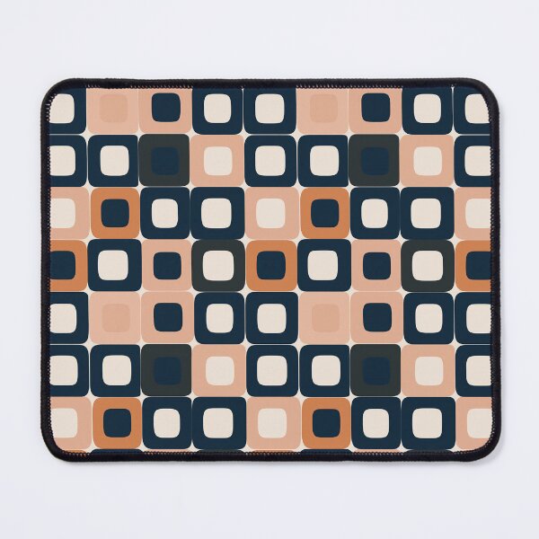 Item preview, Concentric Mod Squares in Navy, Peach & Coffee – Midcentury Matrix designed and sold by The Print Parlor.