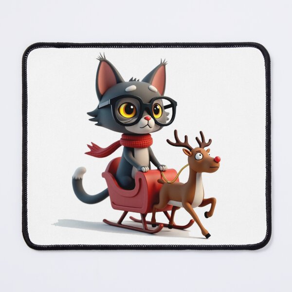 Item preview, Funny Christmas Cat in Glasses Riding a Sleigh designed and sold by VivoStudio.