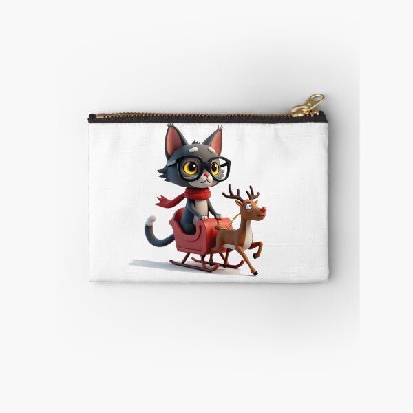 Item preview, Funny Christmas Cat in Glasses Riding a Sleigh designed and sold by VivoStudio.