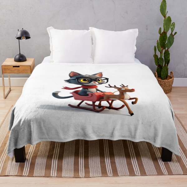 Item preview, Funny Christmas Cat in Glasses Riding a Sleigh designed and sold by VivoStudio.