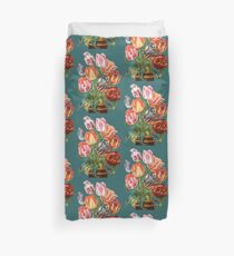 Victorian Tulips Vintage Scrapbook Flowers Duvet Cover