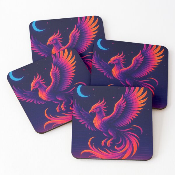 Item preview, Neon Phoenix in Flight – Vaporwave Fire Bird Art designed and sold by GolabMagic.