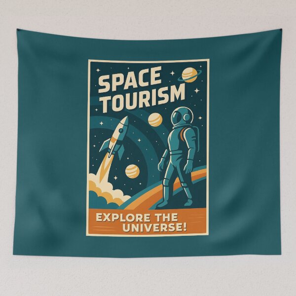 Item preview, Retro Space Tourism Poster Explore the Universe Adventure. designed and sold by The-T-In-Retro.