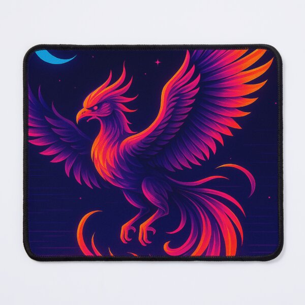 Item preview, Neon Phoenix in Flight – Vaporwave Fire Bird Art designed and sold by GolabMagic.