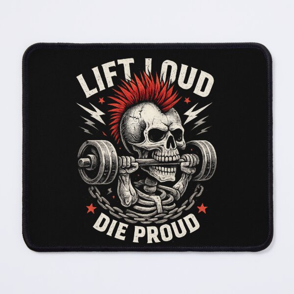 Item preview, Lift Loud Die Proud – Punk Skull Weightlifting designed and sold by SidTastic .