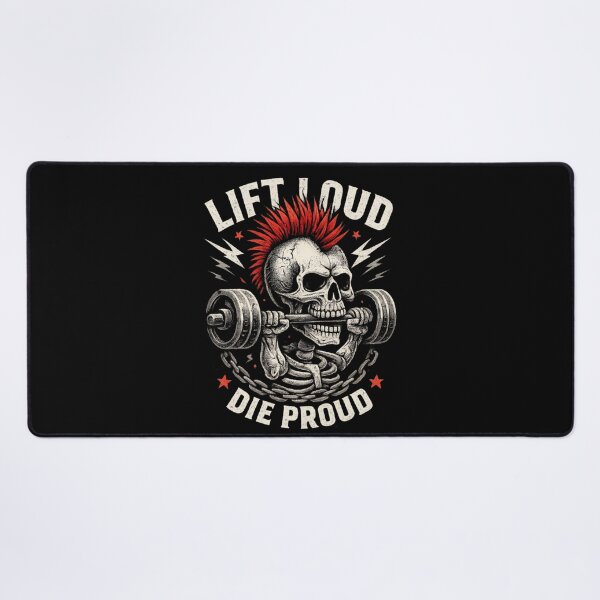 Item preview, Lift Loud Die Proud – Punk Skull Weightlifting designed and sold by SidTastic .