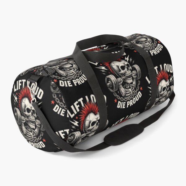 Item preview, Lift Loud Die Proud – Punk Skull Weightlifting designed and sold by SidTastic .