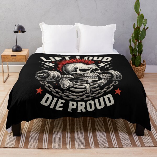 Item preview, Lift Loud Die Proud – Punk Skull Weightlifting designed and sold by SidTastic .
