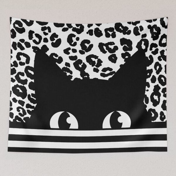 Item preview, Curious black cat – Minimalist cat motif designed and sold by Seelenzauberart.