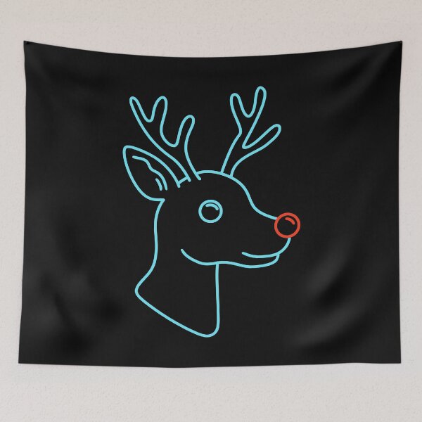 Item preview, Neon Rudolph Outline – Minimal Christmas Reindeer designed and sold by Kewessthetic.