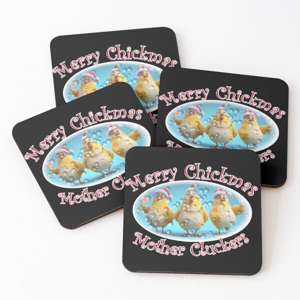Item preview, Merry Christmas Chickens, wine lovers chickens designed and sold by ColorWheelDsign.