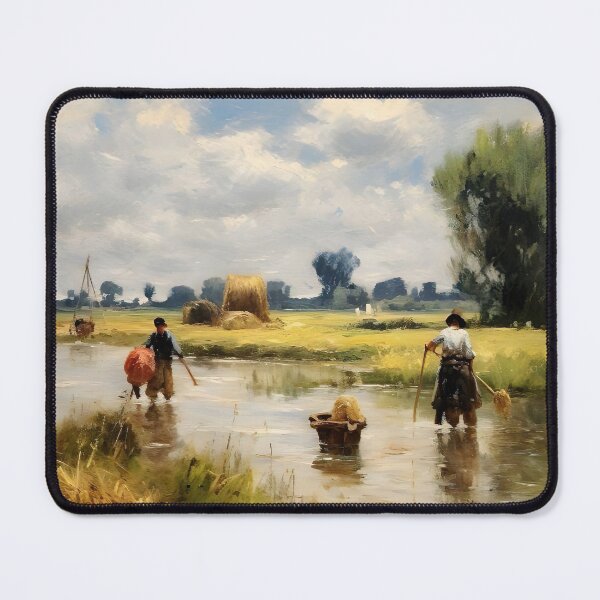 Item preview, Gold Diggers Painting, Vintage Country Farm Landscape, Farm Painting, Country Landscape Print, Rustic Landscape designed and sold by SavageVision.