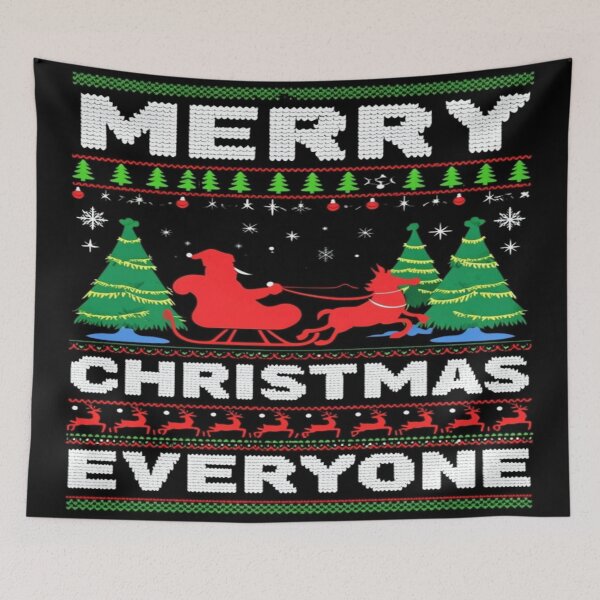 Item preview, Merry Christmas Sweater Design – Festive Knit Pattern with Santa, Trees & Reindeer designed and sold by Bright Nest Studio.