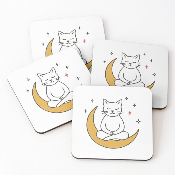 Item preview, Zen Cat on Crescent Moon – Minimalist Meditating Kitty Design designed and sold by Furr-n-Purr.