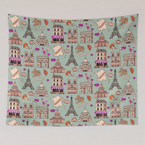 Item preview, Paris Aesthetic Landmarks & French Culture Illustration designed and sold by mashmosh.