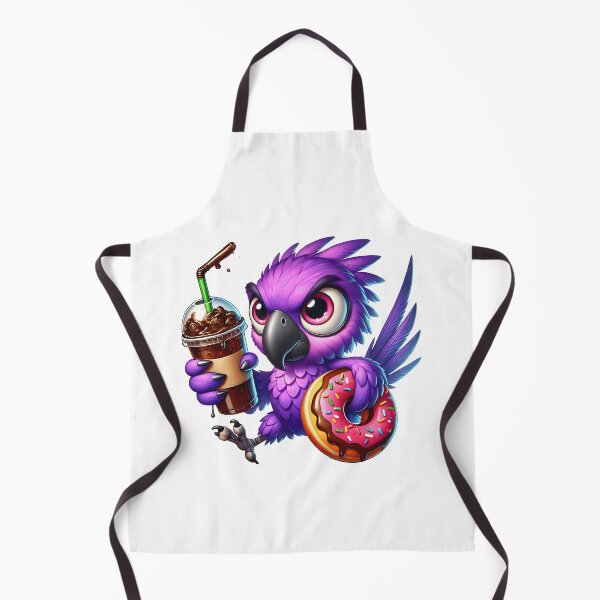 Item preview, Purple Parrot with Iced Coffee and Donut – Cute Caffeine Bird Art designed and sold by Lulunza.