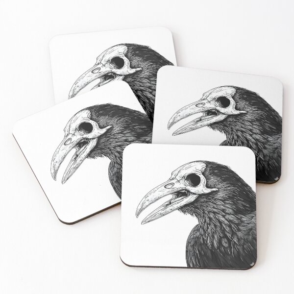 Item preview, Crow Skull Linework Study | Scientific Anatomy Art | Minimal Goth White on Black Design designed and sold by NatureNookTees.