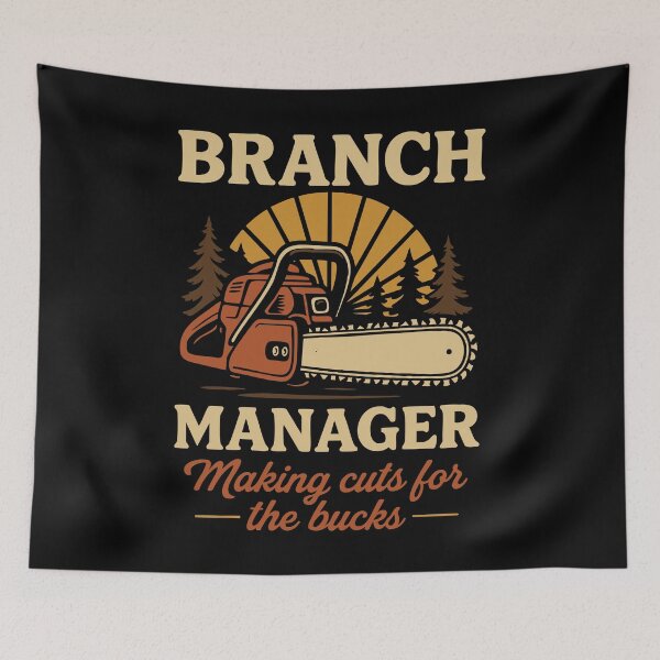 Item preview, Branch Manager Funny Chainsaw Pun Design designed and sold by Victor Shadehorn.