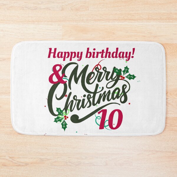 Item preview, Happy Birthday & Merry Christmas – 10th Birthday Holiday Design designed and sold by luckyhue.