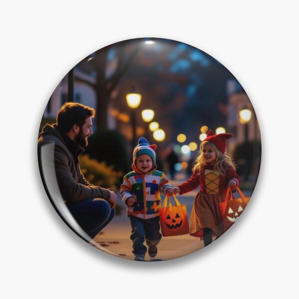 Item preview, Dad With Kids TrickOrTreating on Halloween designed and sold by WhimsyByPaul.redbubble.com.