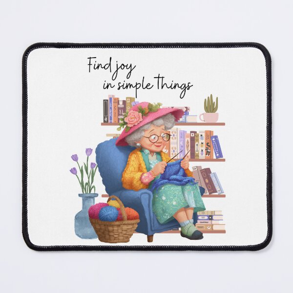 Item preview, Find Joy in Simple Things – Cozy Knitting Grandma Illustration designed and sold by marta-print.