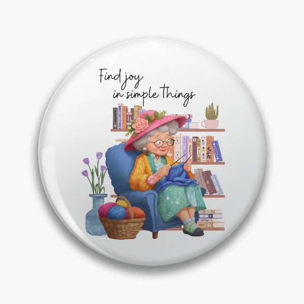 Item preview, Find Joy in Simple Things – Cozy Knitting Grandma Illustration designed and sold by marta-print.