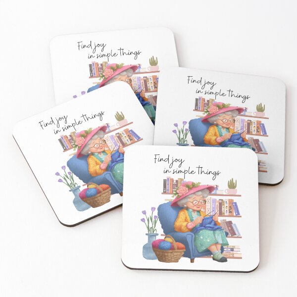 Item preview, Find Joy in Simple Things – Cozy Knitting Grandma Illustration designed and sold by marta-print.