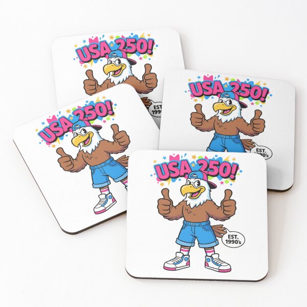 Item preview, USA 250 Retro Eagle Mascot – Fun 90s Style Patriotic Cartoon Illustration designed and sold by infocart.