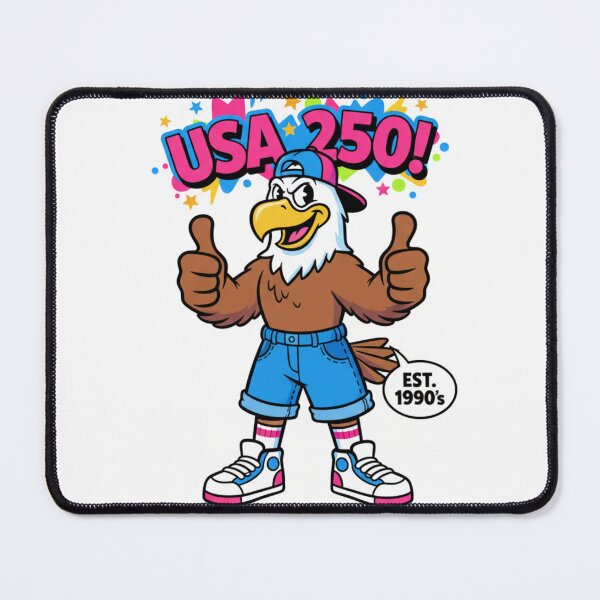 Item preview, USA 250 Retro Eagle Mascot – Fun 90s Style Patriotic Cartoon Illustration designed and sold by infocart.