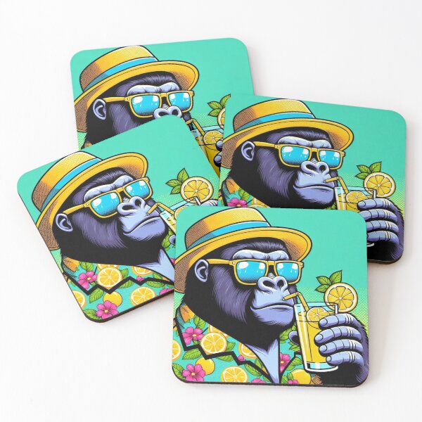 Item preview, Cute gorilla drinking lemonade  designed and sold by Dogandesighn.