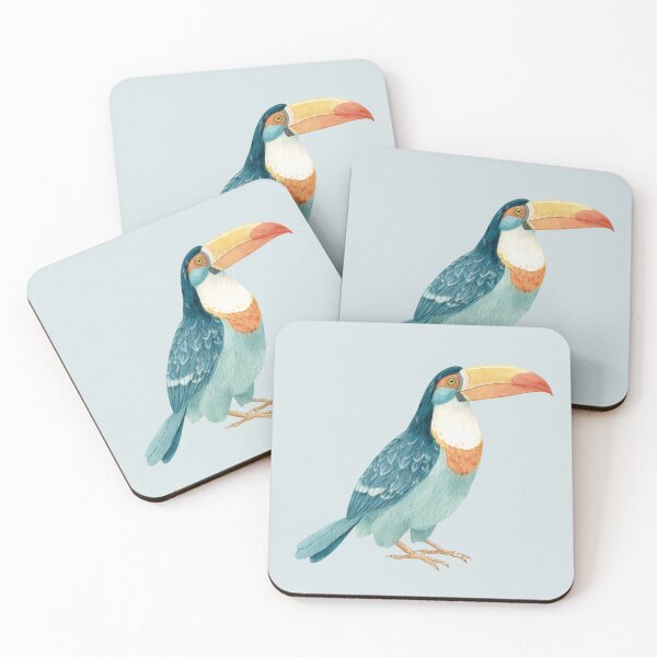 Item preview, Tropical Blue and Orange Toucan in Watercolor Style designed and sold by Violet Peonies.