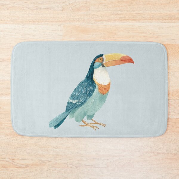 Item preview, Tropical Blue and Orange Toucan in Watercolor Style designed and sold by Violet Peonies.