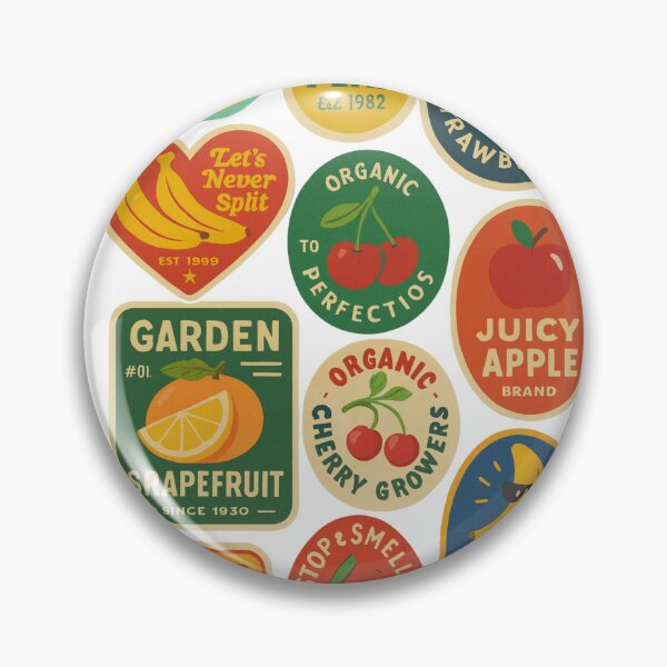 Item preview, Vintage Fruit Label Sticker Pack – Retro Produce Stickers designed and sold by FilipaAndrez.