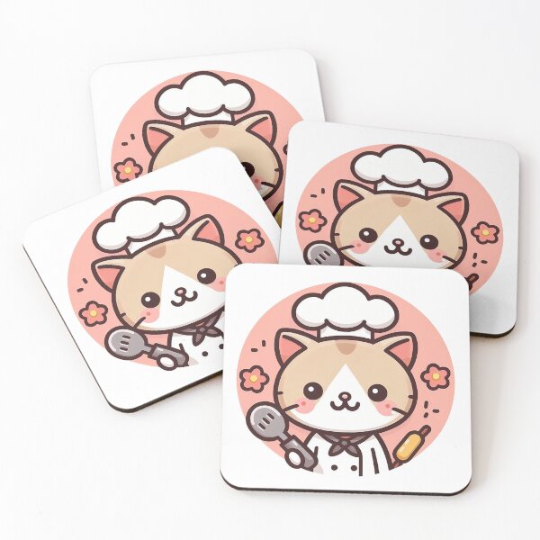 Item preview, Kawaii chef cat cooking and baking designed and sold by BigBlueArt.