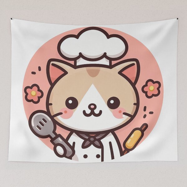 Item preview, Kawaii chef cat cooking and baking designed and sold by BigBlueArt.