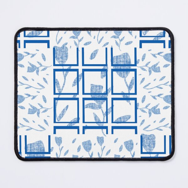 Item preview, Blue Floral Geometric Pattern – Modern Textured Botanical Design for Fabric & Home Decor designed and sold by VARSHΔ MIGHT.