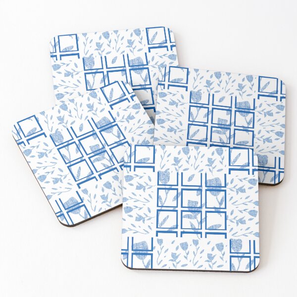 Item preview, Blue Floral Geometric Pattern – Modern Textured Botanical Design for Fabric & Home Decor designed and sold by VARSHΔ MIGHT.