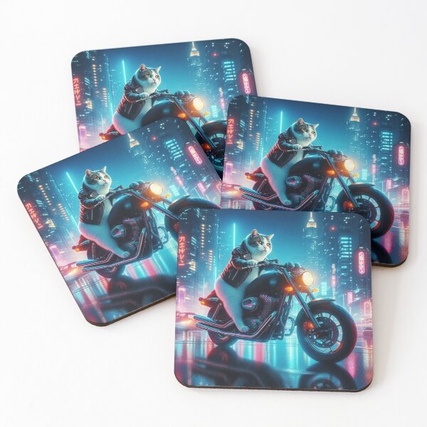 Item preview, cute cat motorcycle riding designed and sold by Dogandesighn.