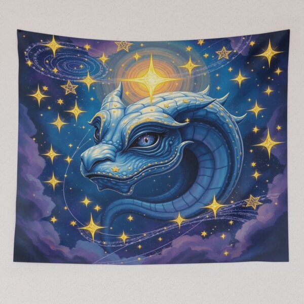 Item preview, Cosmic Dragon Spirit – Blue Flame & Celestial Power in a mystical dance of light & fantasy designed and sold by FotoworldEdel.