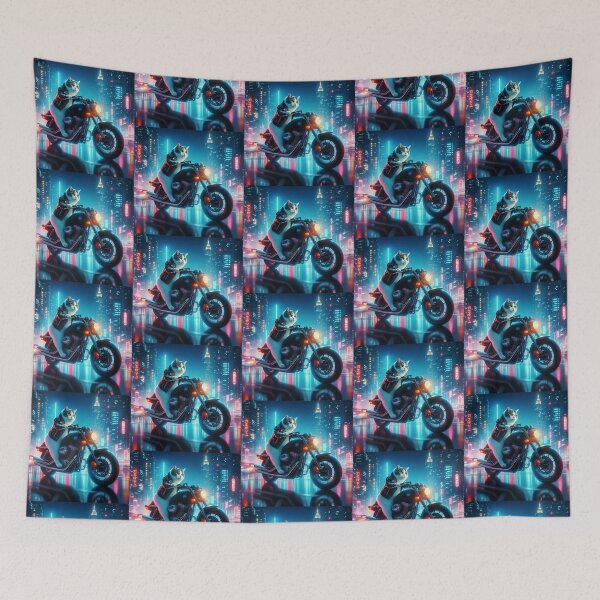 Item preview, cute cat motorcycle riding designed and sold by Dogandesighn.
