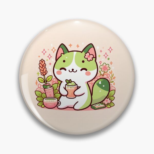 Item preview, Kawaii matcha cat tea lover illustration designed and sold by BigBlueArt.