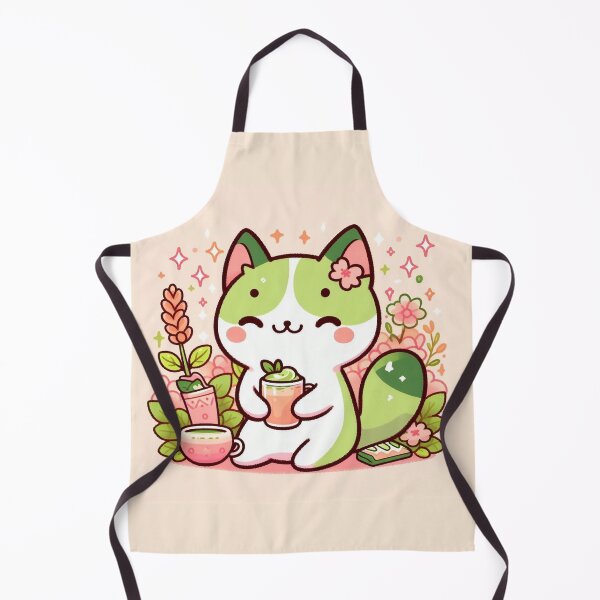 Item preview, Kawaii matcha cat tea lover illustration designed and sold by BigBlueArt.