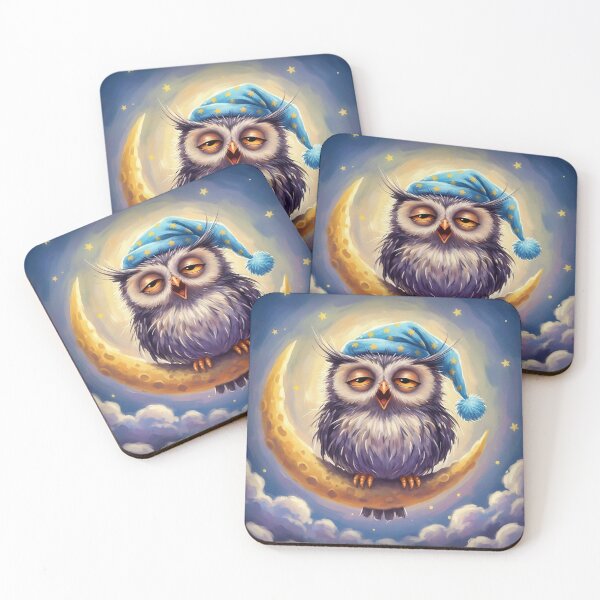 Item preview, Sleepy Cute Owl on Moon – Adorable Bedtime Nursery Art Illustration designed and sold by Pixel Pout.